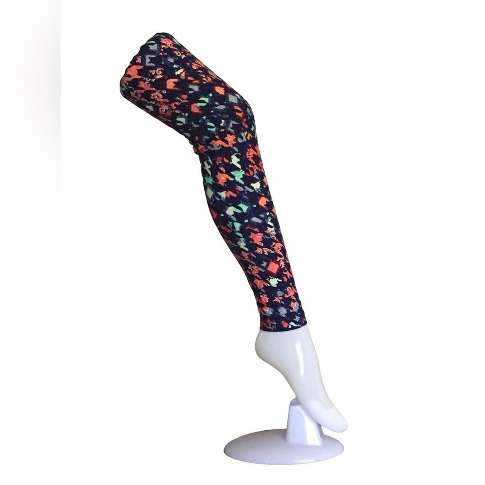 OS Navy and Red Abstract Houndstooth Leggings